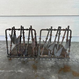Vintage Metal Tulip Bookends Set Of 2 Bamboo Metal Art Floral Rustic Industrial